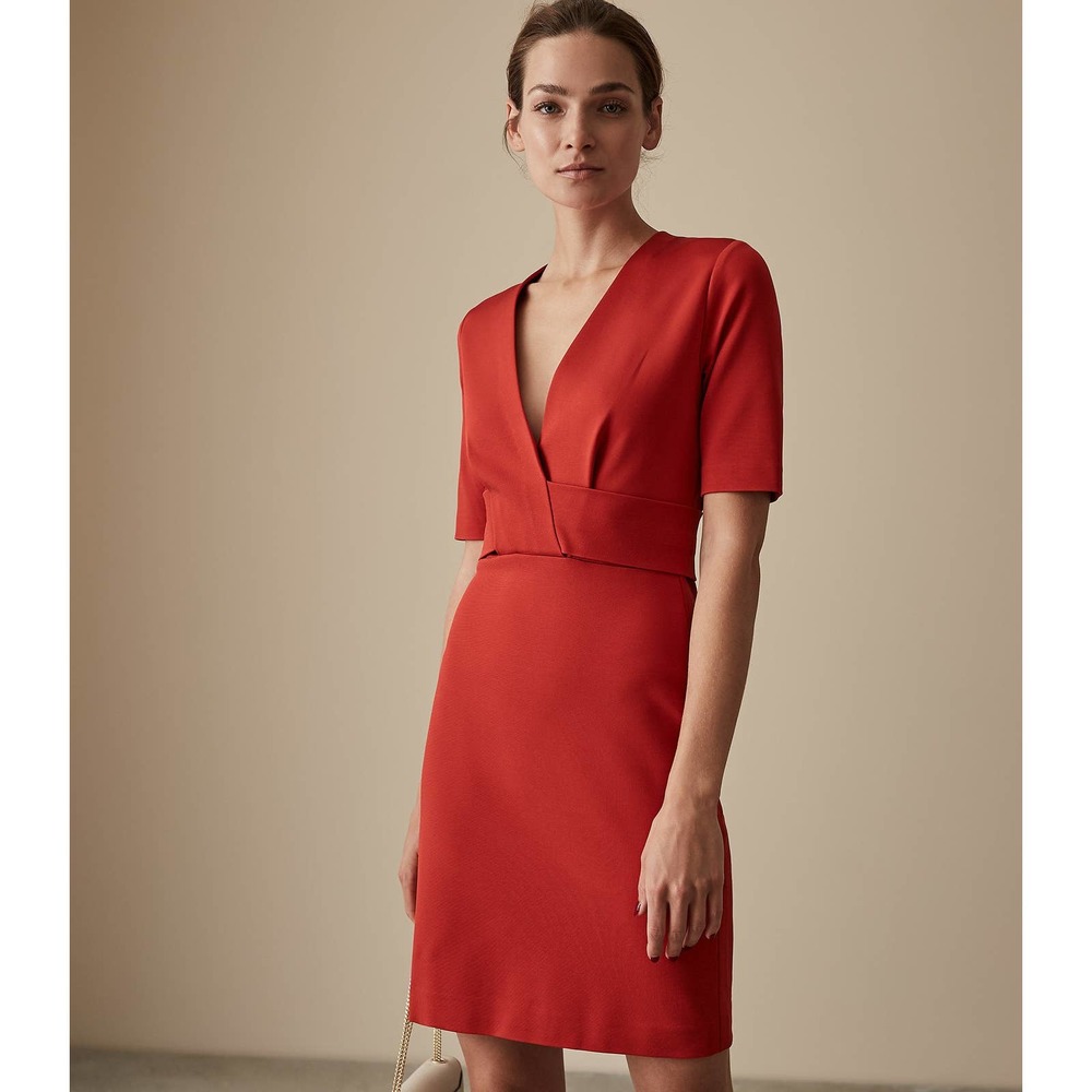 ✨NWT✨ REISS Rebecca V-Neck Red Dress Sz 0 (XS)